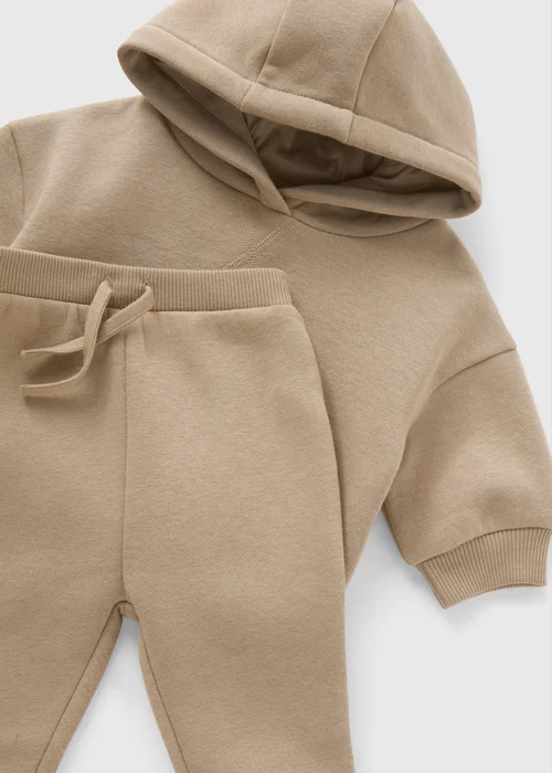 Baby Taupe Hoodie & Jogging Bottoms (Newborn-23mths) - 0-3 months Image 2
