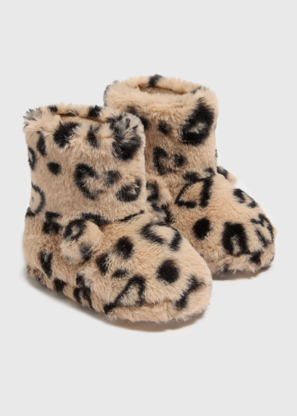 Girls Tan Leopard Print Slipper Boots (Younger 4-12) - Size 4 Infants Image 1