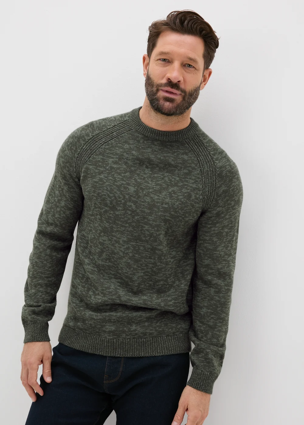 Green Knitted Twist Crew Neck Jumper - S Image 1
