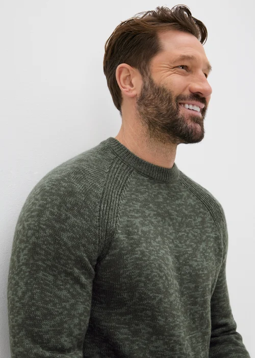 Green Knitted Twist Crew Neck Jumper - S Image 3