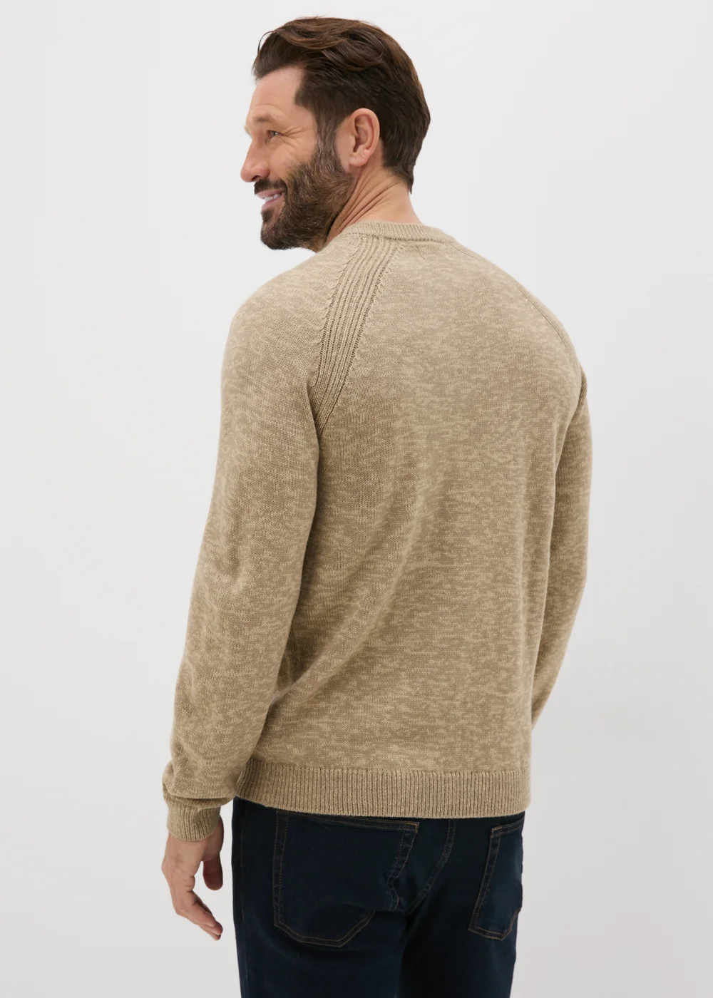 Ecru Knitted Twist Crew Neck Jumper - Small Image 2