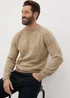 Ecru Knitted Twist Crew Neck Jumper - Small Image 1