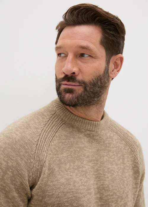 Ecru Knitted Twist Crew Neck Jumper - Small Image 3