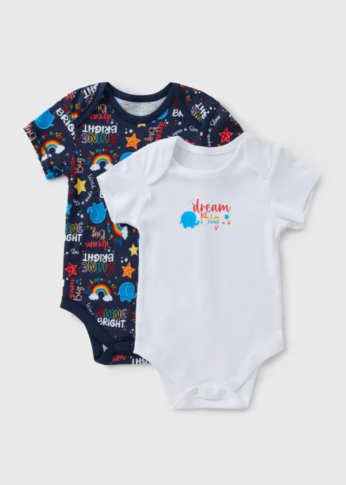 Alder Hey 2 Pack Baby White & Navy Bodysuits (Newborn-23mths) - First Size Image 1