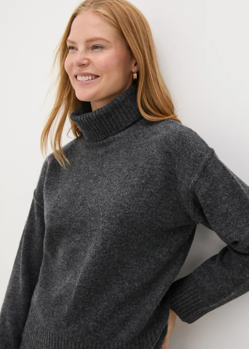 Charcoal Roll Neck Jumper - XS Image 3