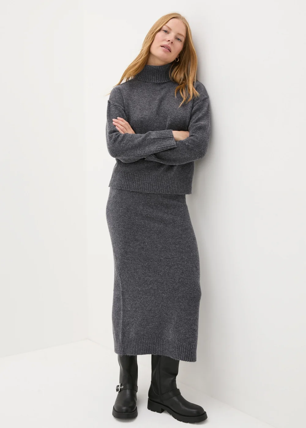 Charcoal Co-Ord Knitted Skirt - Extra small Image 1