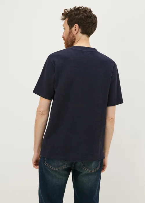 Navy Textured Ribbed T-Shirt - S Image 2