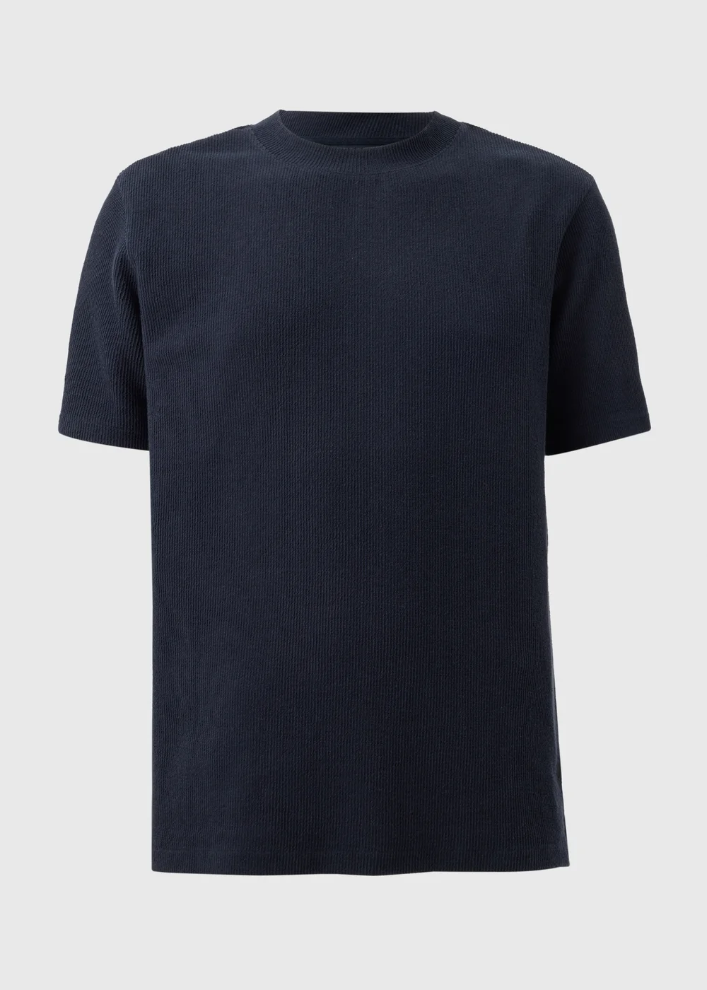 Navy Textured Ribbed T-Shirt - S Image 1