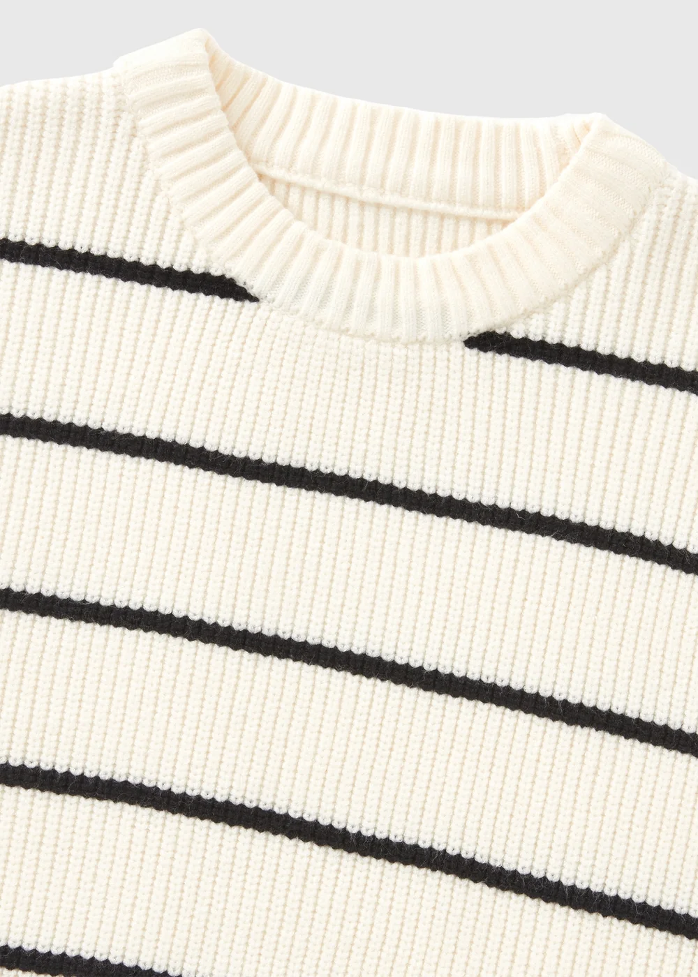 Girls Cream Striped Cable Knit Jumper (7-15yrs) - Age 7 Years Image 2