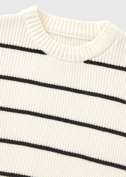 Girls Cream Striped Cable Knit Jumper (7-15yrs) - Age 7 Years Image 2