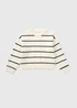 Girls Cream Striped Cable Knit Jumper (7-15yrs) - Age 7 Years Image 1