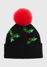 Black Christmas Holly Beanie - One Size Image 1