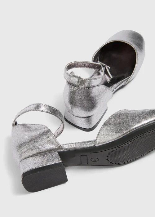 Girls Silver Heeled Party Shoes (Younger 10-2) - Size 1 Image 2