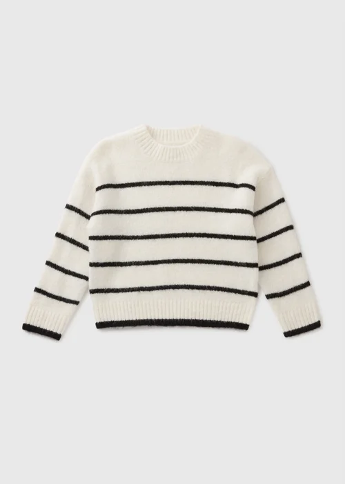 Girls Cream Striped Knit Jumper (1-7yrs) - 1 to 1 half years Image 1