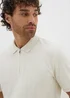 Ecru Ladder Ribbed 1/4 Zip Polo Shirt - S Image 3