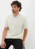 Ecru Ladder Ribbed 1/4 Zip Polo Shirt - S Image 1