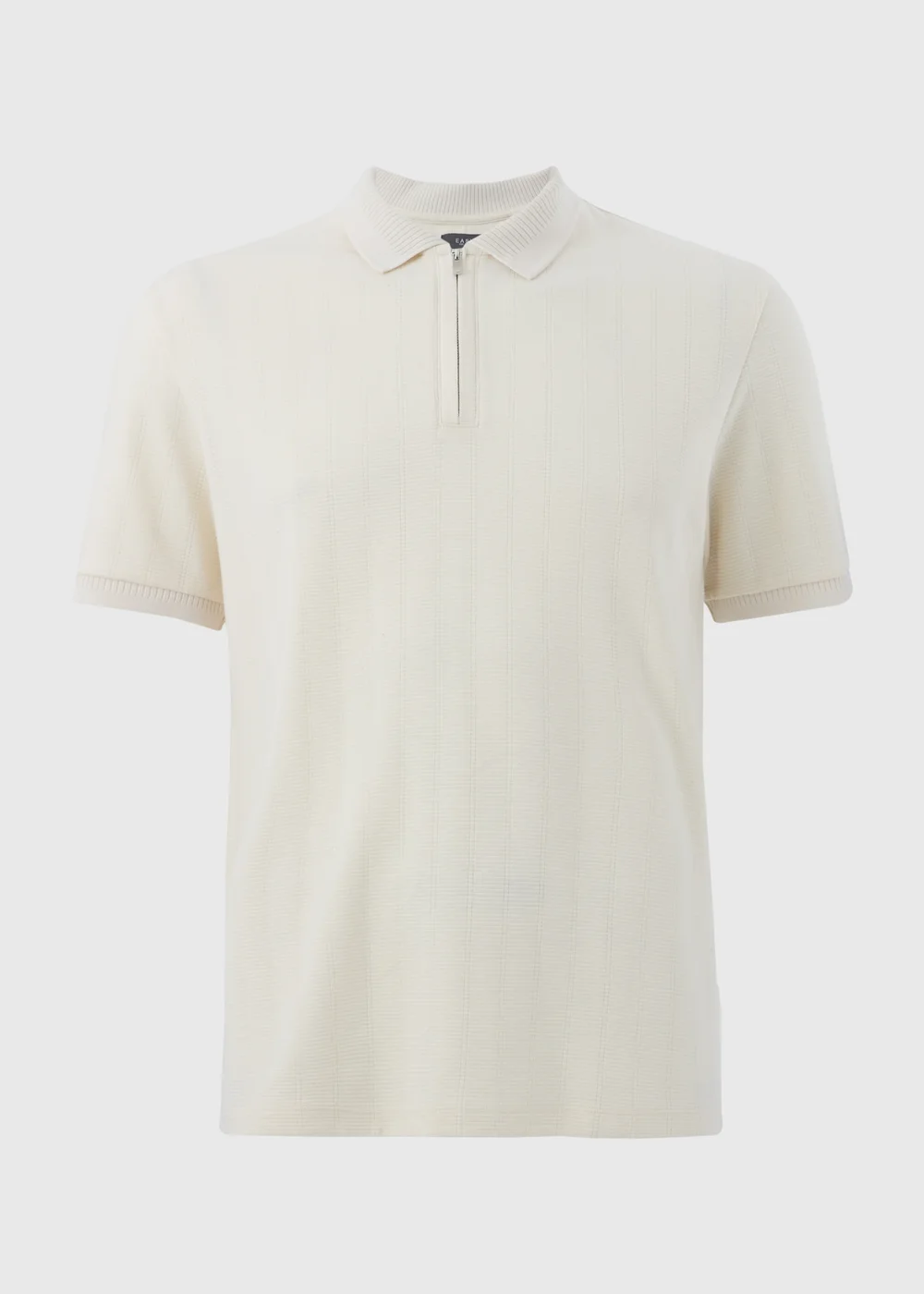Ecru Ladder Ribbed 1/4 Zip Polo Shirt - S Image 4
