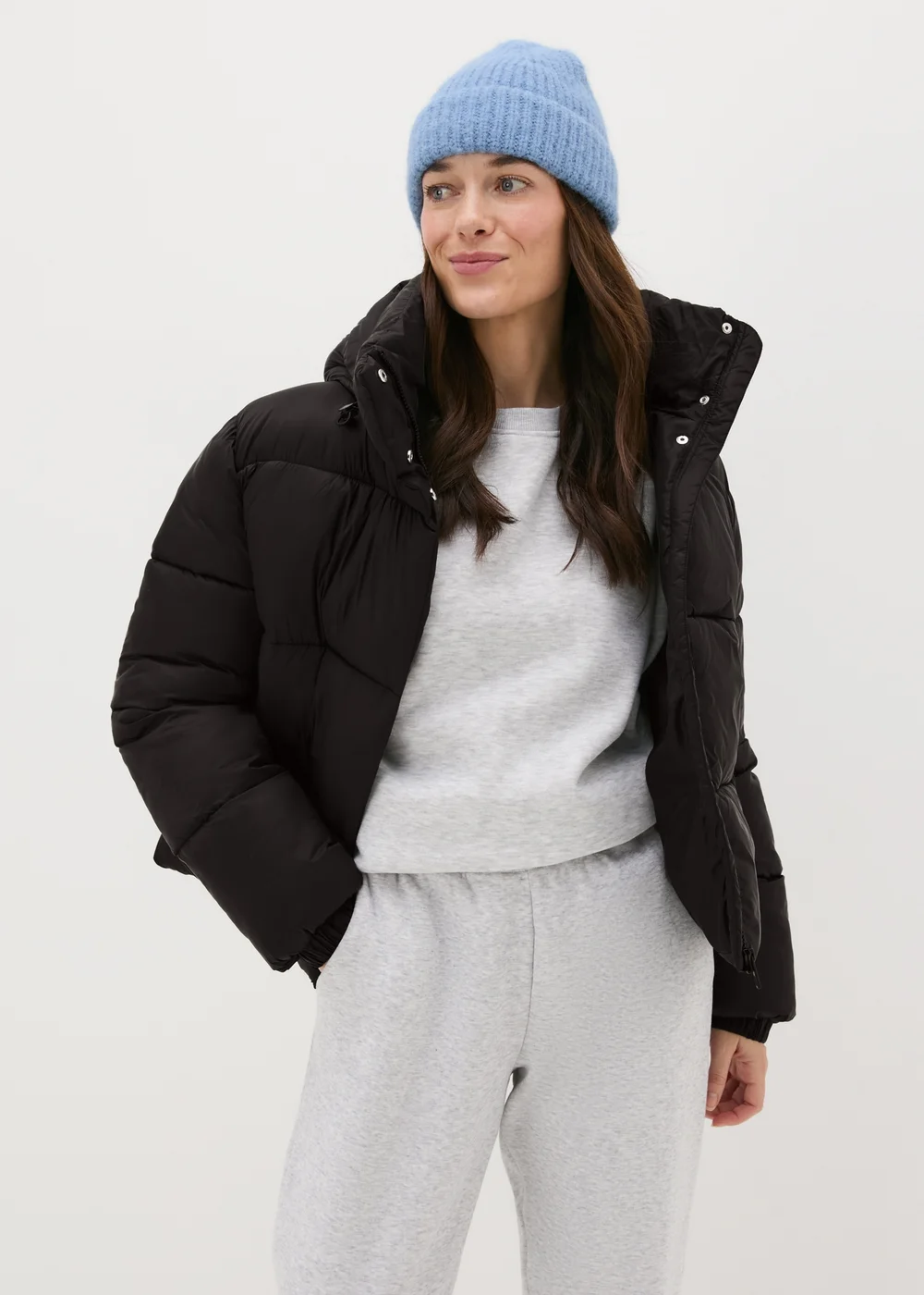 Black Padded Cropped Coat - 8 Image 3