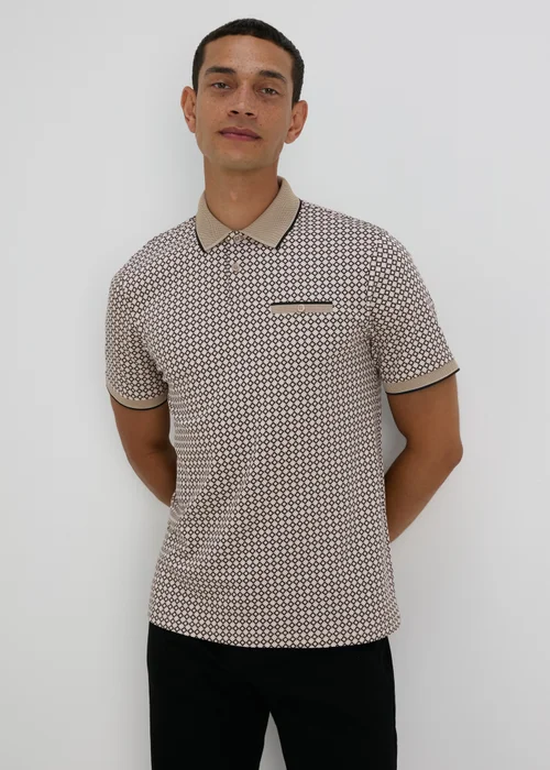 Stone Abstract Print Polo Shirt - S Image 1
