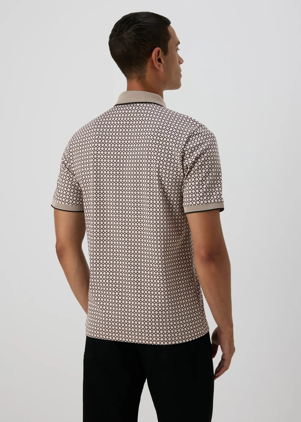 Stone Abstract Print Polo Shirt - S Image 2