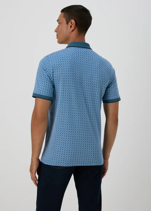 Teal Patterned Polo Shirt - S Image 2