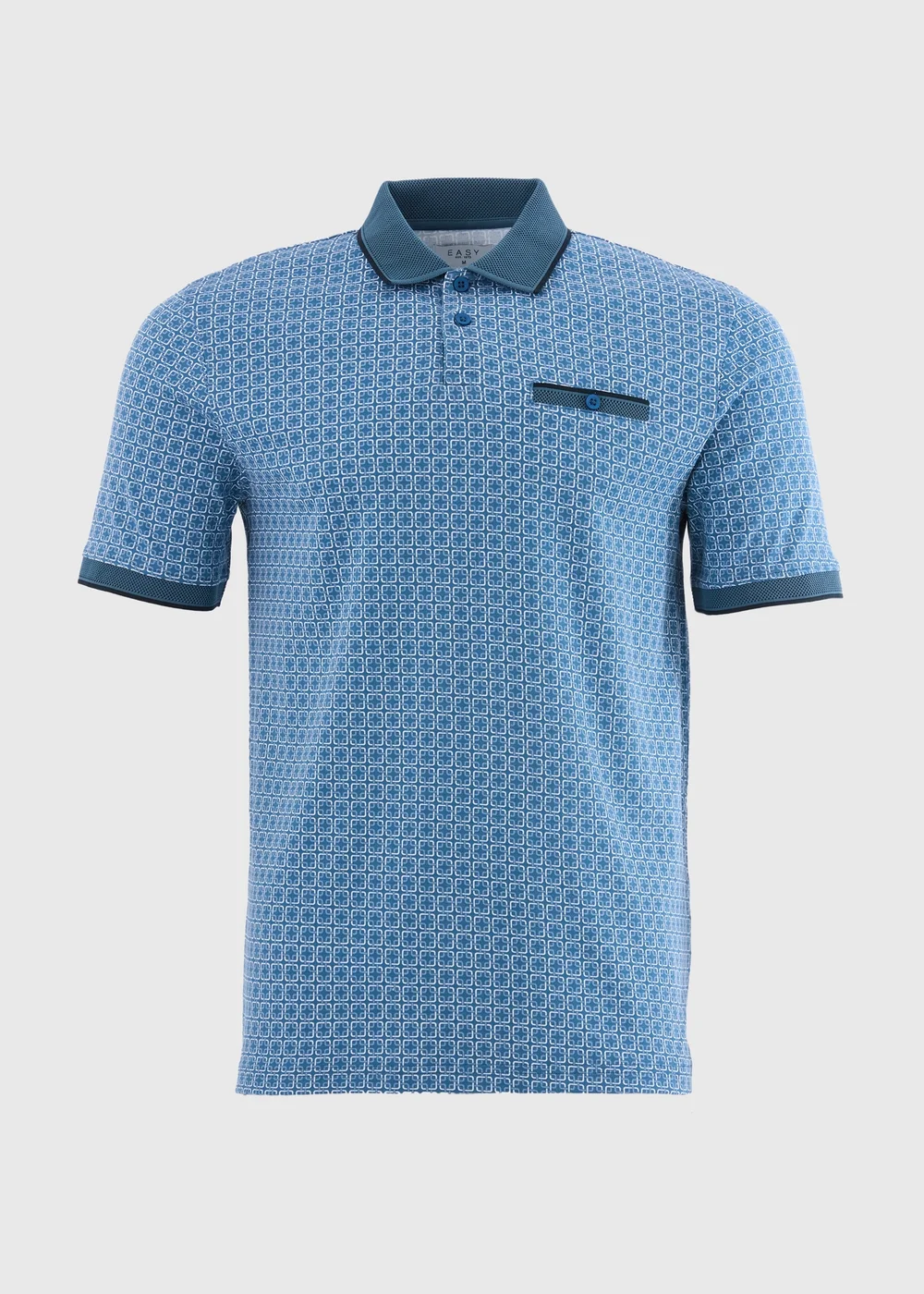 Teal Patterned Polo Shirt - S Image 4