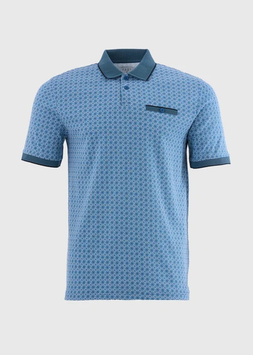 Teal Patterned Polo Shirt - S Image 4