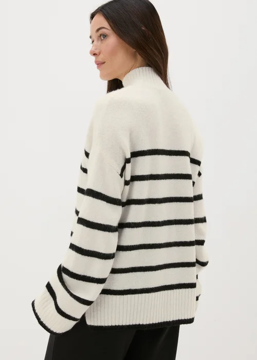 Cream Stripe Funnel Neck Jumper - XS Image 2