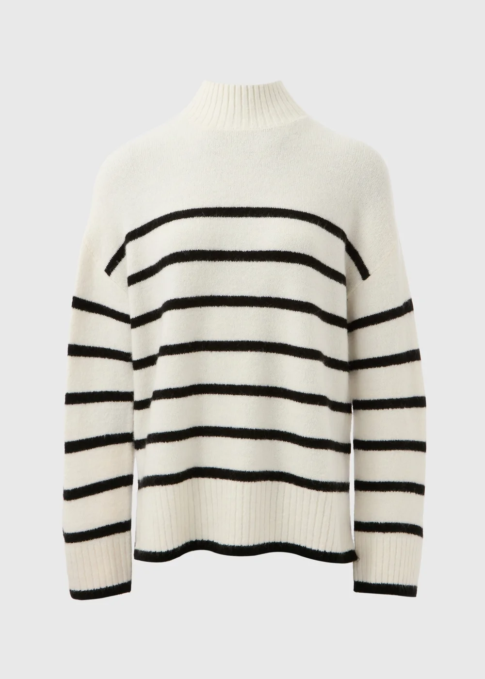 Cream Stripe Funnel Neck Jumper - XS Image 4