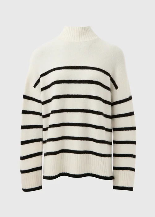 Cream Stripe Funnel Neck Jumper - XS Image 4
