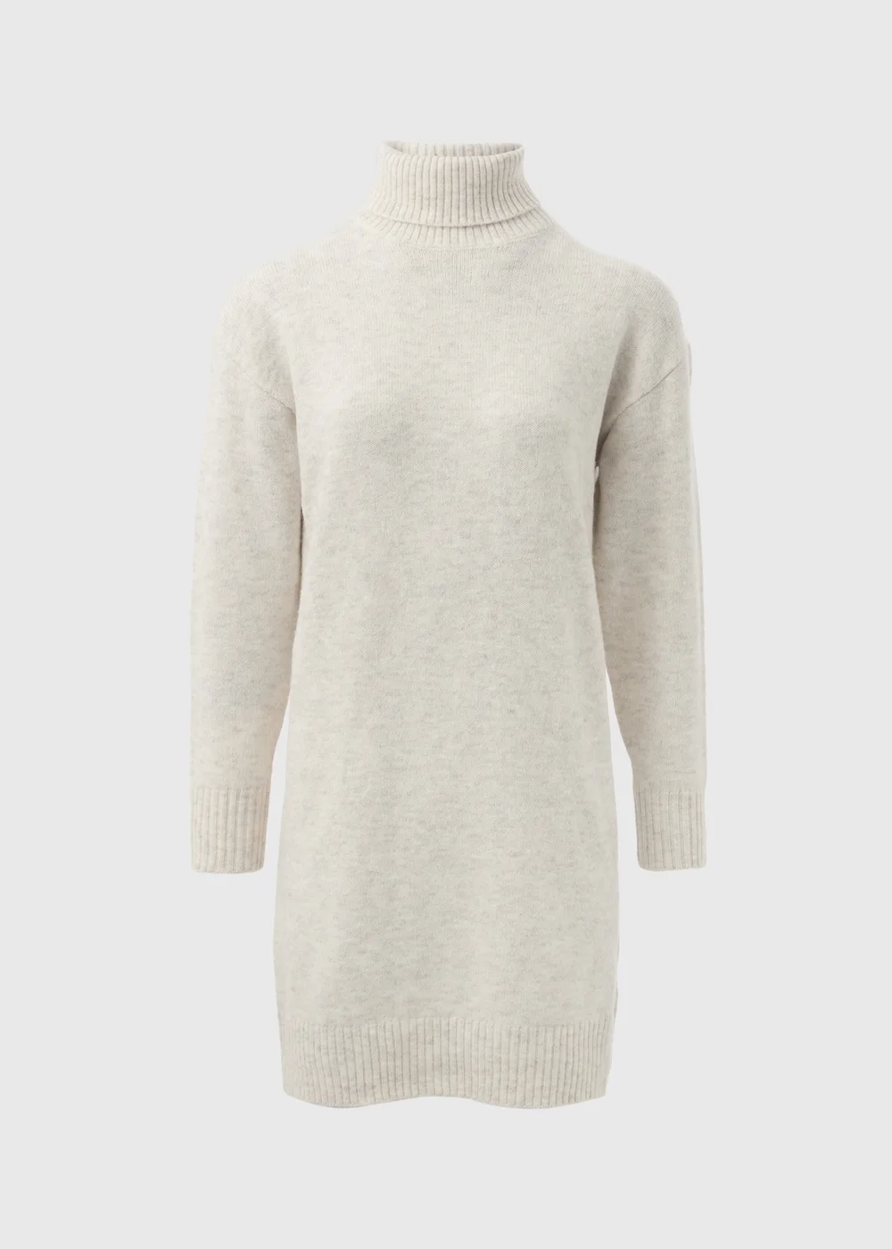 Beige Roll Neck Knitted Mini Dress - XS Image 3