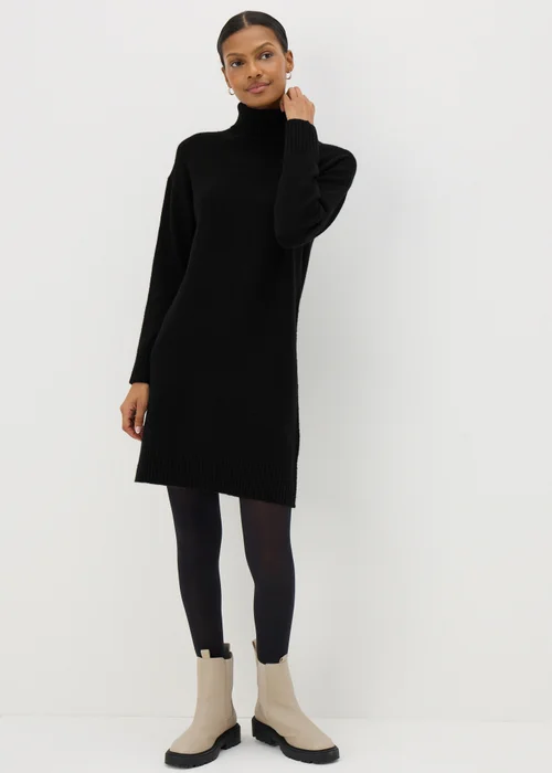 Black Roll Neck Knitted Dress - XS Image 2
