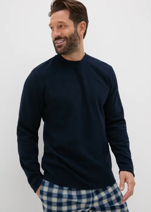 Navy Check Fleece Pyjama Set - Extra small Image 1