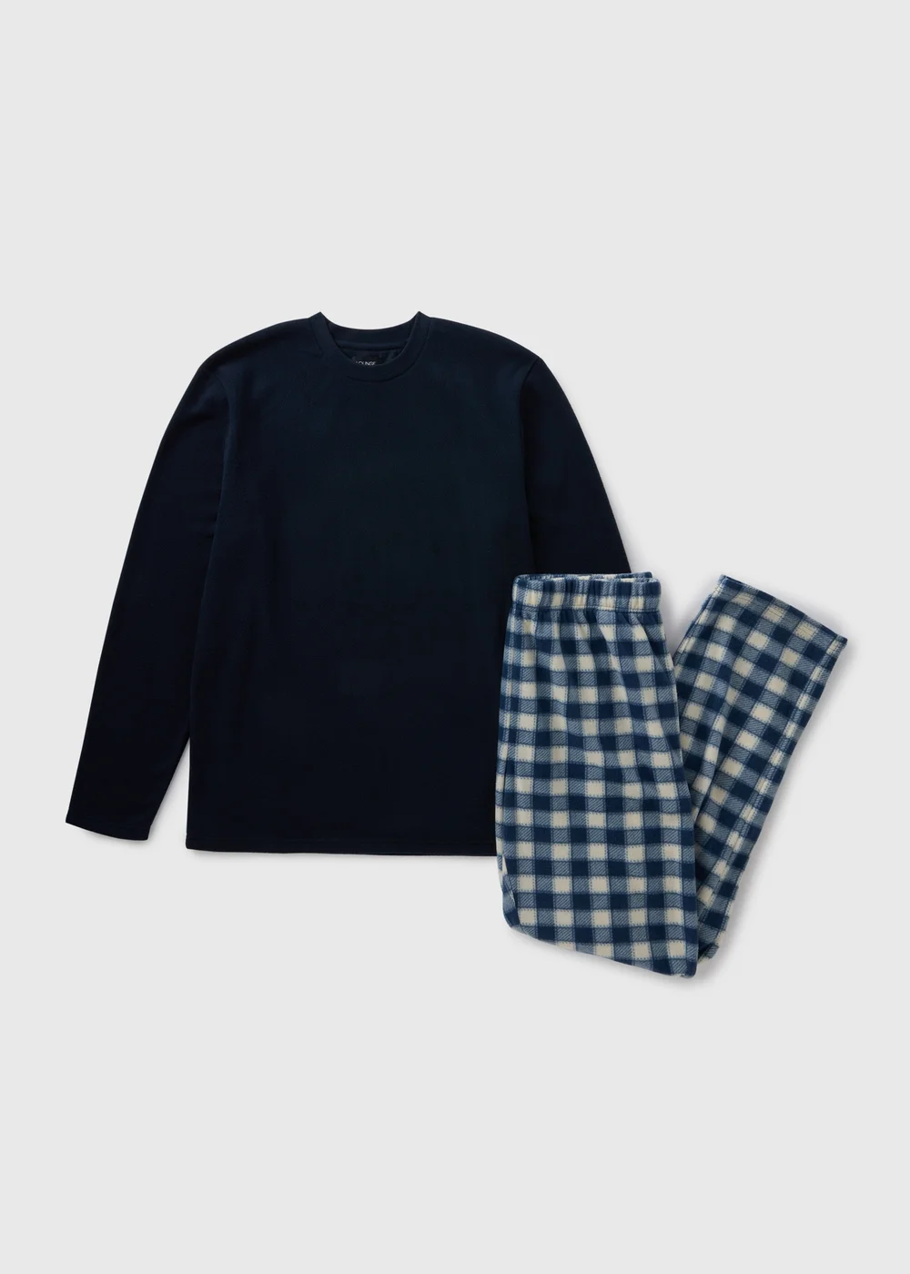 Navy Check Fleece Pyjama Set - Extra small Image 3