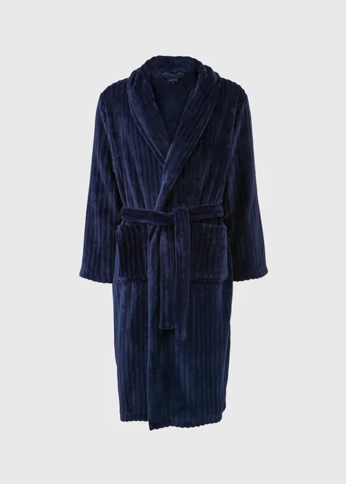Navy Velour Dressing Gown - Small Image 3