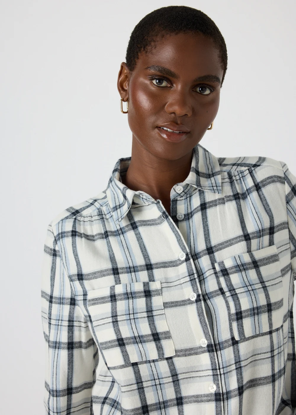 Papaya Petite Cream Check Shirt - 6 Image 2