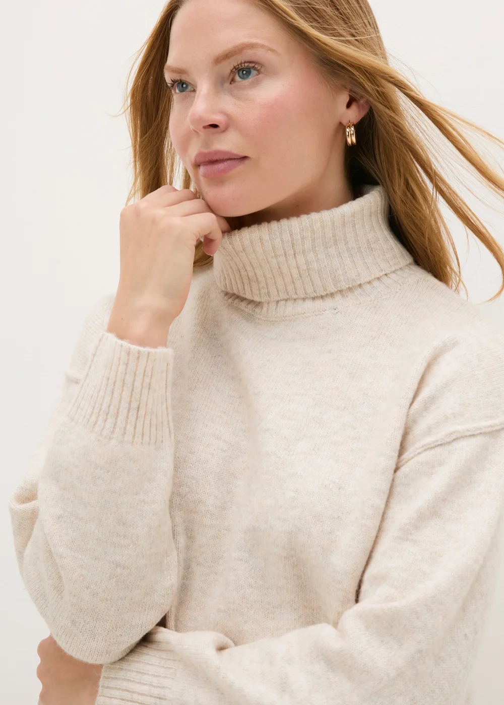 Beige Roll Neck Jumper - XS Image 3
