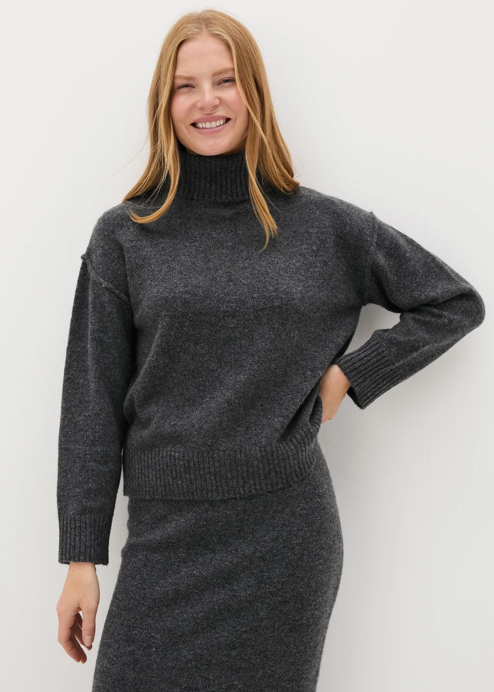 Grey Roll Neck Jumper - XS Image 1