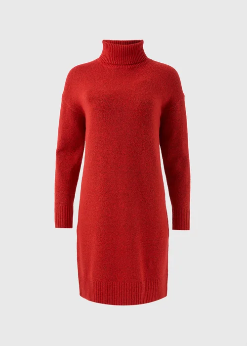 Red Roll Neck Knitted Midi Dress - XS Image 4