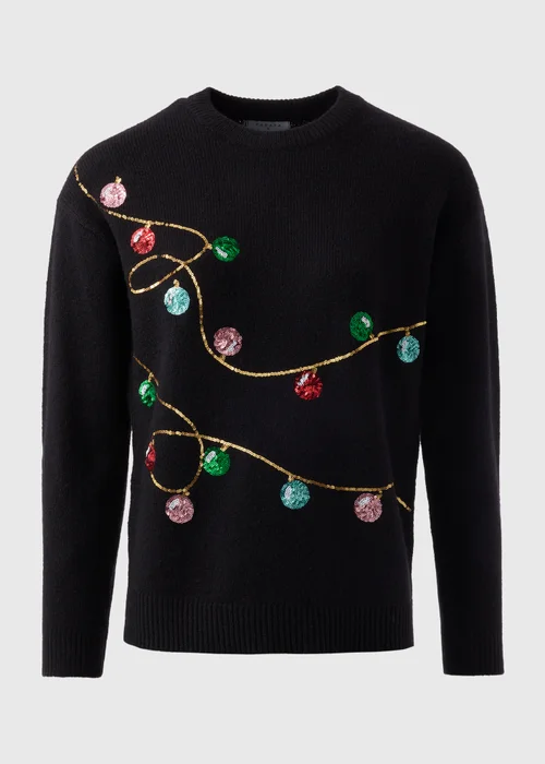 Black Christmas Light Sequin Jumper - XS Image 4