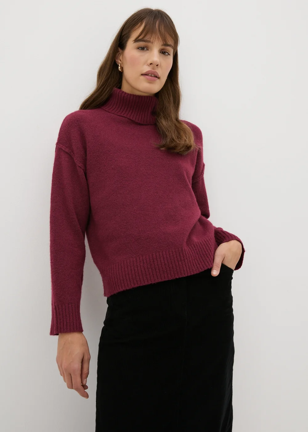 Burgundy Roll Neck Jumper - XS Image 2