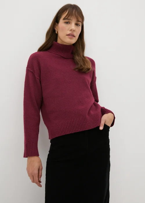 Burgundy Roll Neck Jumper - XS Image 2