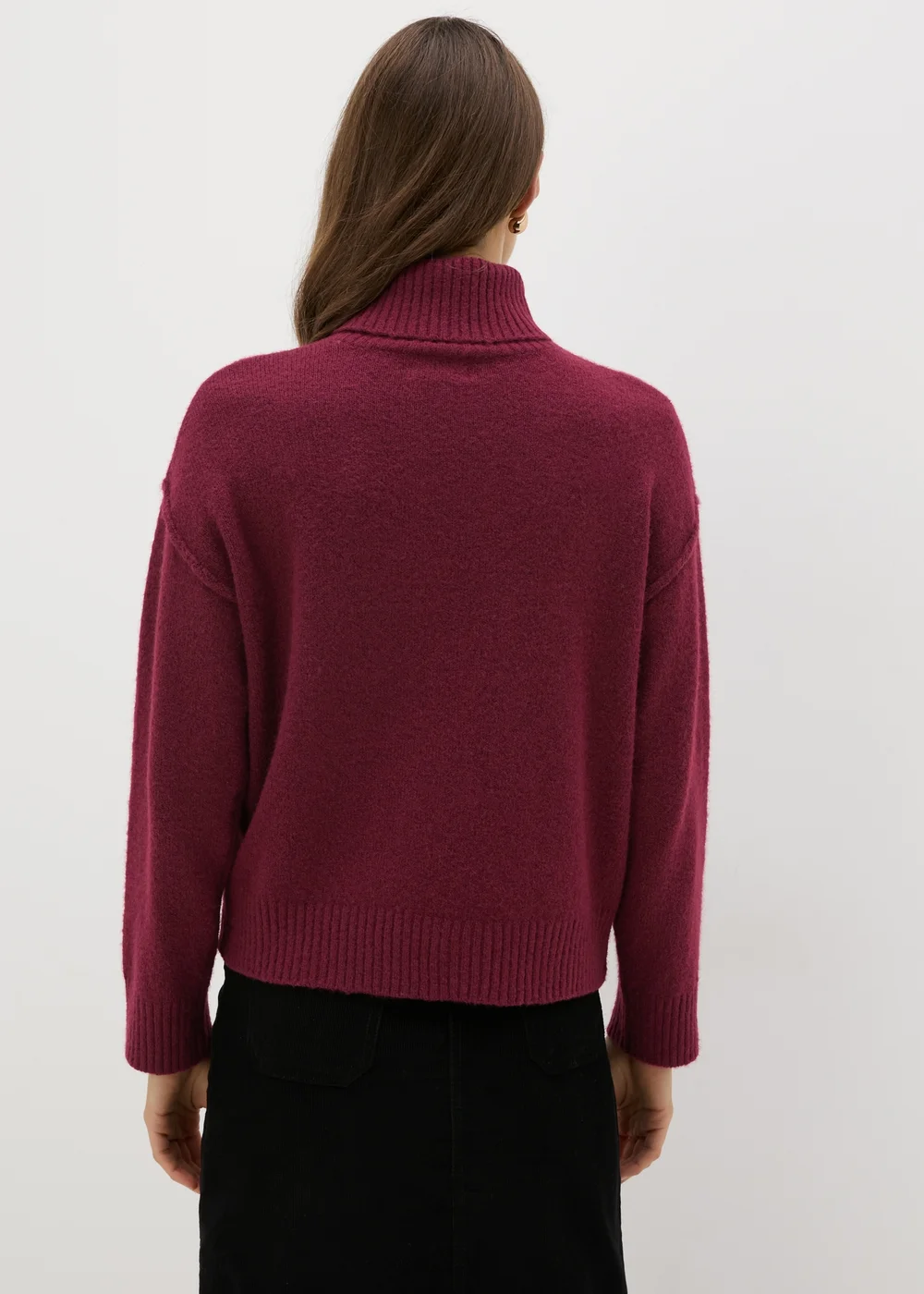 Burgundy Roll Neck Jumper - XS Image 3