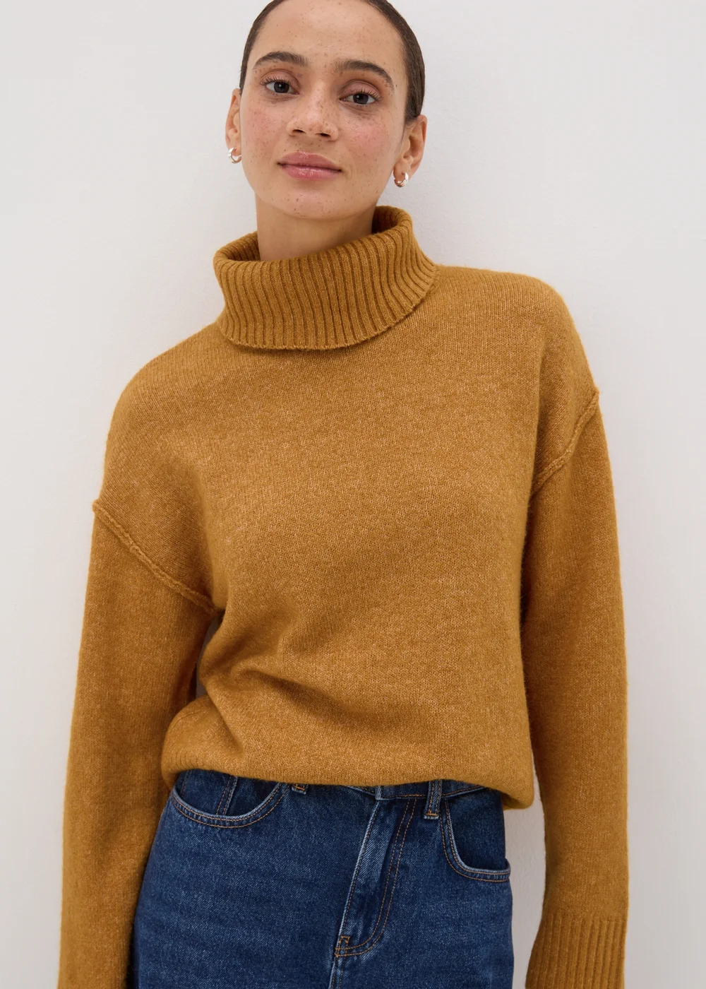 Ochre Roll Neck Knit Jumper - XS Image 2