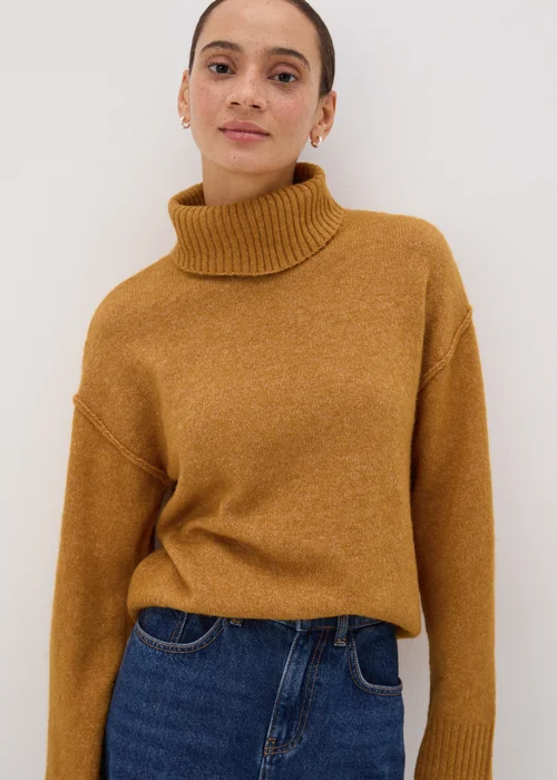 Ochre Roll Neck Knit Jumper - XS Image 2