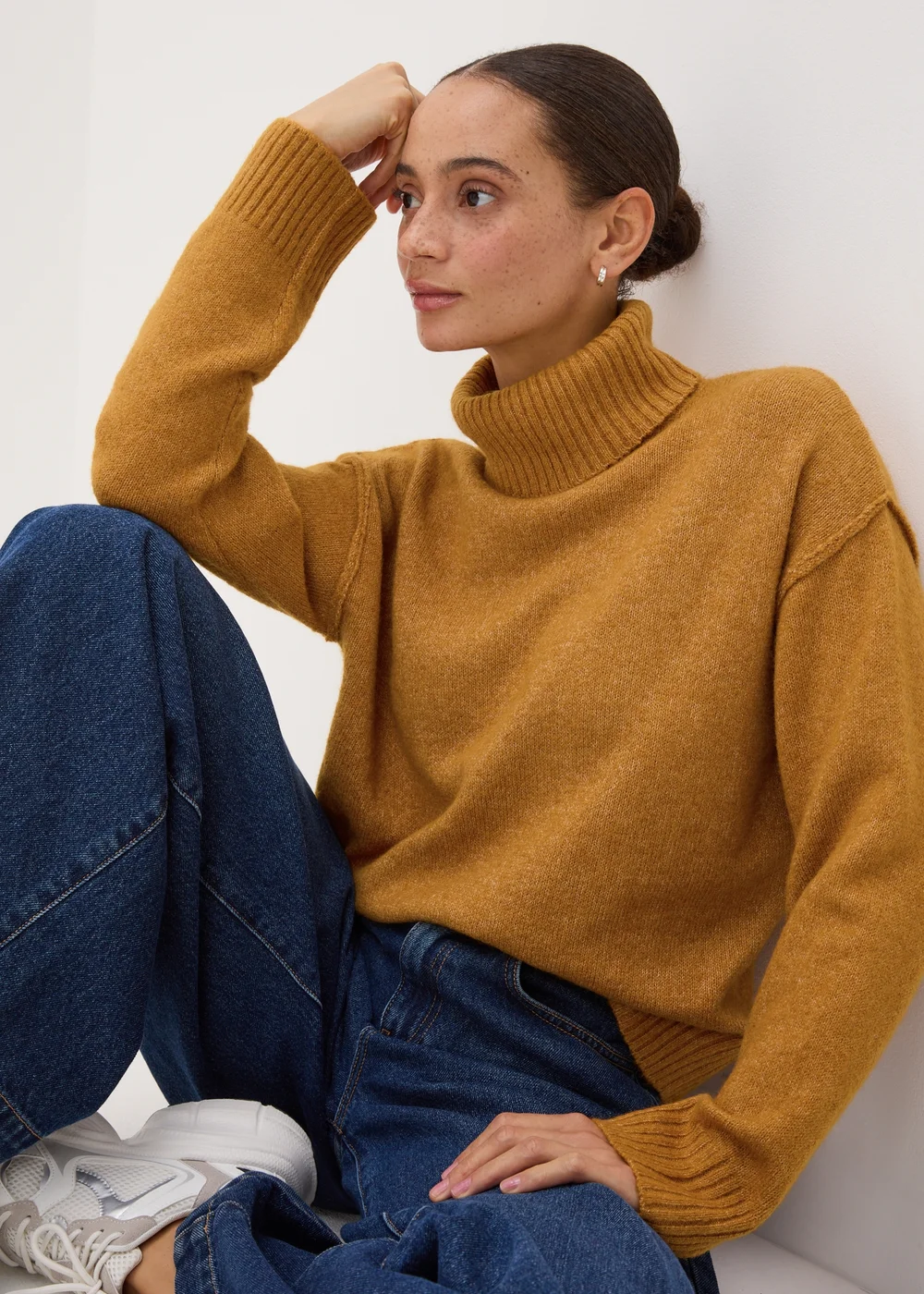 Ochre Roll Neck Knit Jumper - XS Image 1