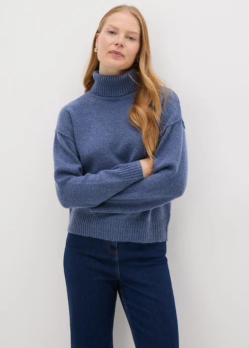 Blue Roll Neck Jumper - XS Image 3