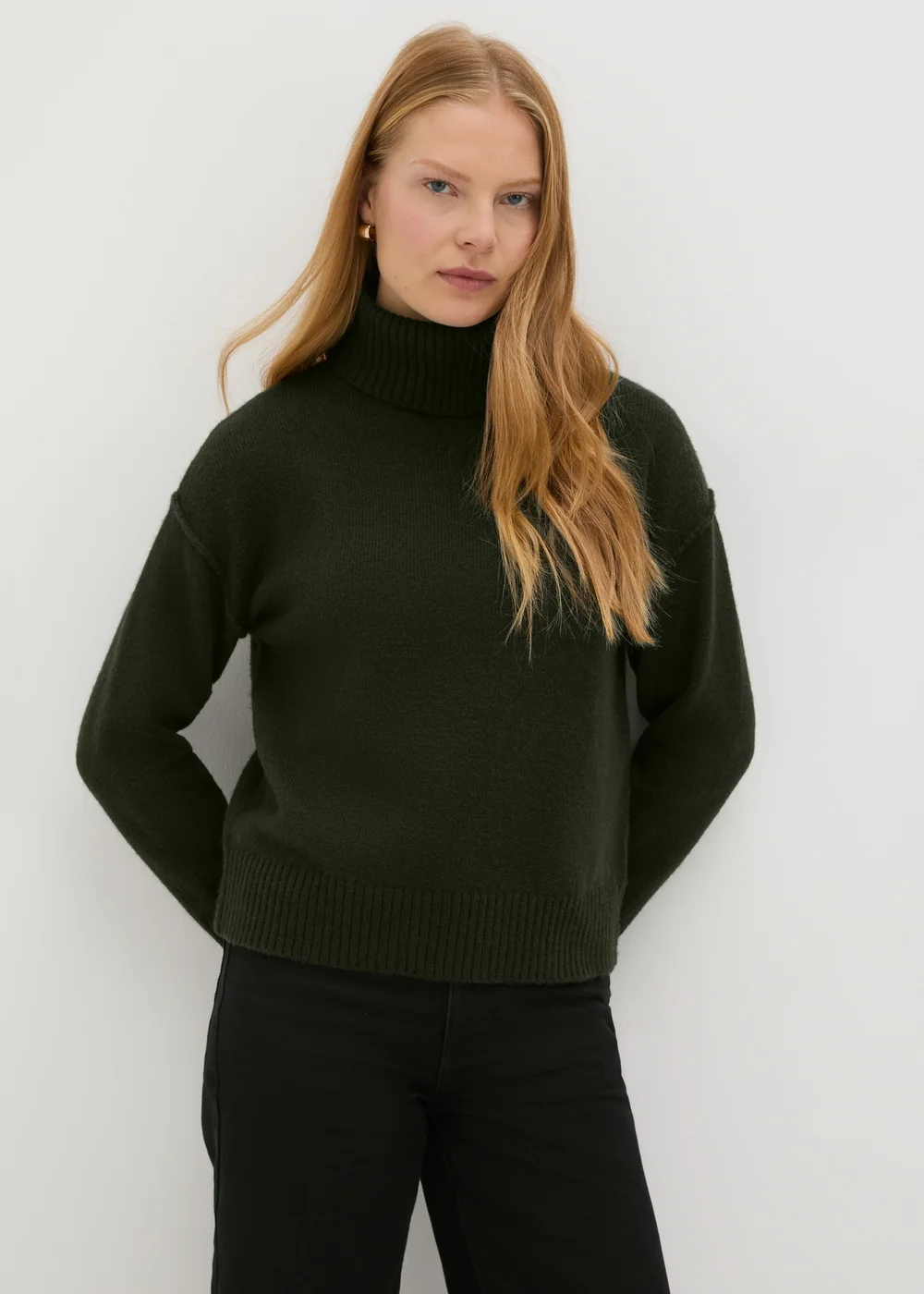 Dark Green Roll Neck Jumper - XS Image 1