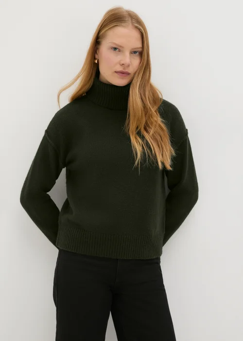 Dark Green Roll Neck Jumper - XS Image 1