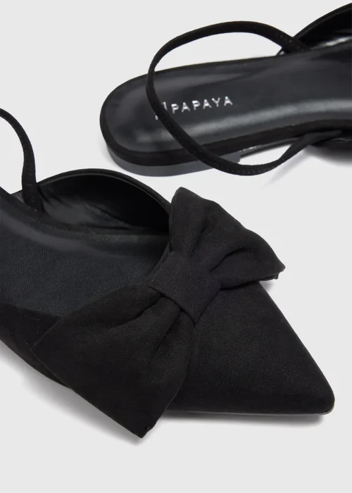 Black Bow Point Slingbacks - Size 3 Image 2